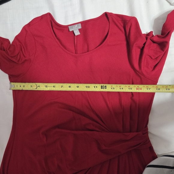 J. Jill Wearever Collection Dress Long Sleeve Side Knot Size Medium Red Midi - Picture 6 of 7
